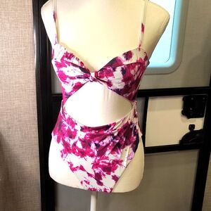 Aqua Lounge Small Adjustable Strapped Open Front 1 piece Swim Suit  NWT